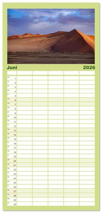 Produktbild: Familienplaner 2026 - Afrika - Namibia mit 5 Spalten (Wandkalender, 21 x 45 cm) CALVENDO