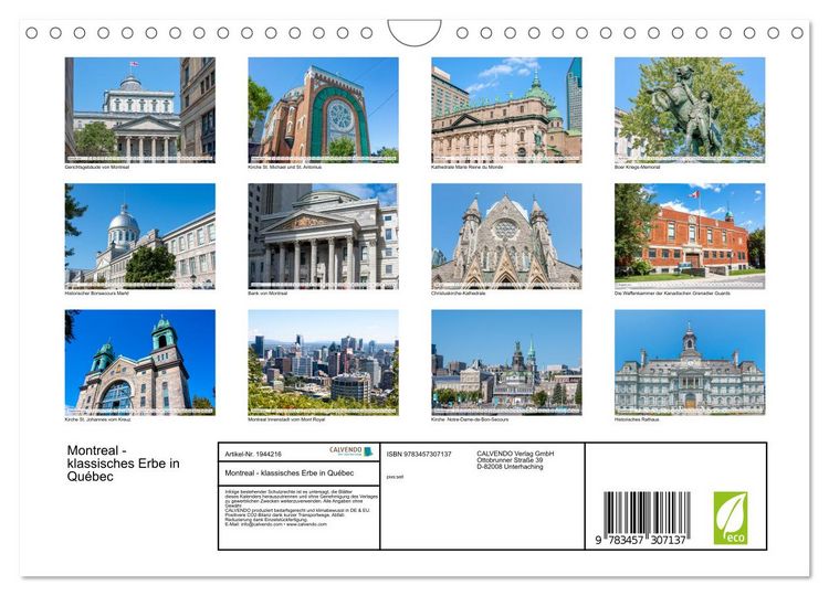 Produktbild: Montreal - klassisches Erbe in Qu&eacute;bec (Wandkalender 2026 DIN A4 quer), CALVENDO Monatskalender