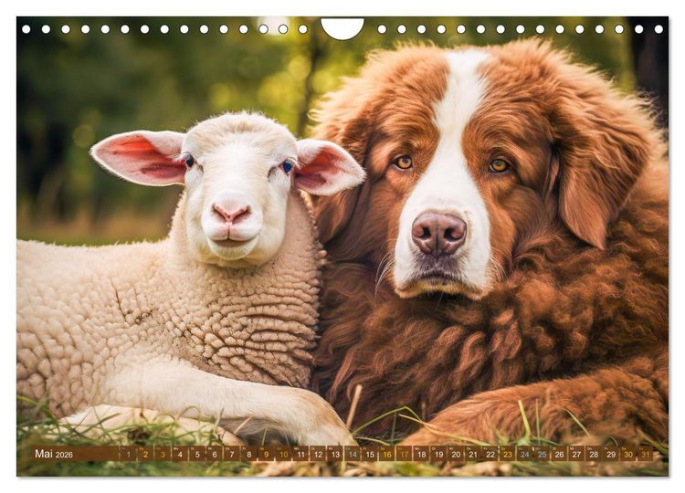 Produktbild: Bauernhof-Freunde - Hunde und ihre tierischen Freundschaften (Wandkalender 2026 DIN A4 quer), CALVENDO Monatskalender