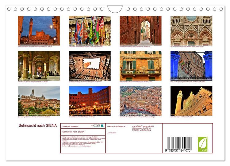 Produktbild: Sehnsucht nach SIENA (Wandkalender 2026 DIN A4 quer), CALVENDO Monatskalender