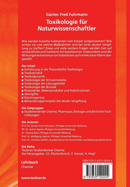 Produktbild: Toxikologie f&uuml;r Naturwissenschaftler
