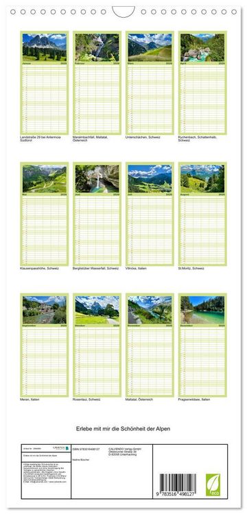 Produktbild: Familienplaner 2026 - Erlebe mit mir die Sch&ouml;nheit der Alpen mit 5 Spalten (Wandkalender, 21 x 45 cm) CALVENDO