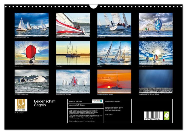 Produktbild: Leidenschaft Segeln (Wandkalender 2026 DIN A3 quer), CALVENDO Monatskalender
