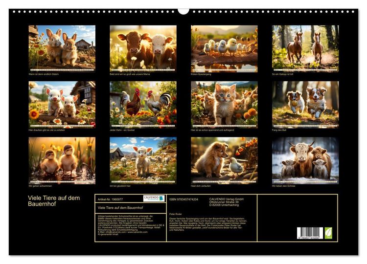 Produktbild: Viele Tiere auf dem Bauernhof (Wandkalender 2026 DIN A2 quer), CALVENDO Monatskalender