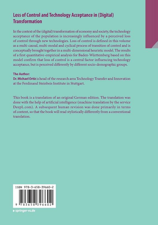Produktbild: Loss of Control and Technology Acceptance in (Digital) Transformation