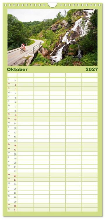 Produktbild: Familienplaner 2027 - Pyren&auml;enp&auml;sse mit dem Rennrad 2027 mit 5 Spalten (Wandkalender, 21 x 45 cm) CALVENDO
