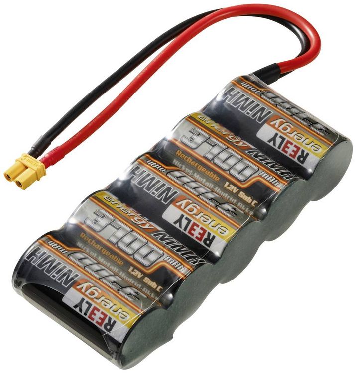 Produktbild: Reely Modellbau-Akkupack (NiMh) 6V 3700 mAh Zellen-Zahl: 5 Sub-C Side-by-Side XT30