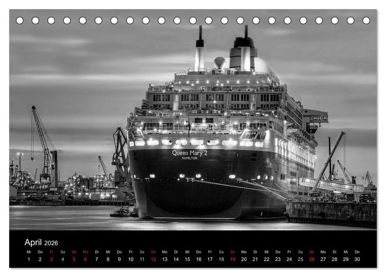 Produktbild: Hamburg monochrome Impressionen (Tischkalender 2026 DIN A5 quer), CALVENDO Monatskalender