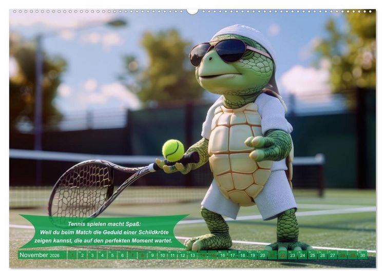 Produktbild: Der tierisch lustige Tennis-Kalender (Wandkalender 2026 DIN A2 quer), CALVENDO Monatskalender