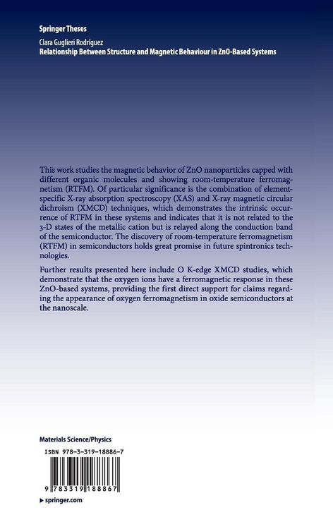 Produktbild: Relationship Between Structure and Magnetic Behaviour in ZnO-Based Systems