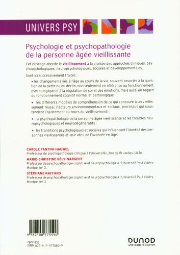 Produktbild: Psychologie et psychopathologie de la personne &acirc;g&eacute;e vieillissante