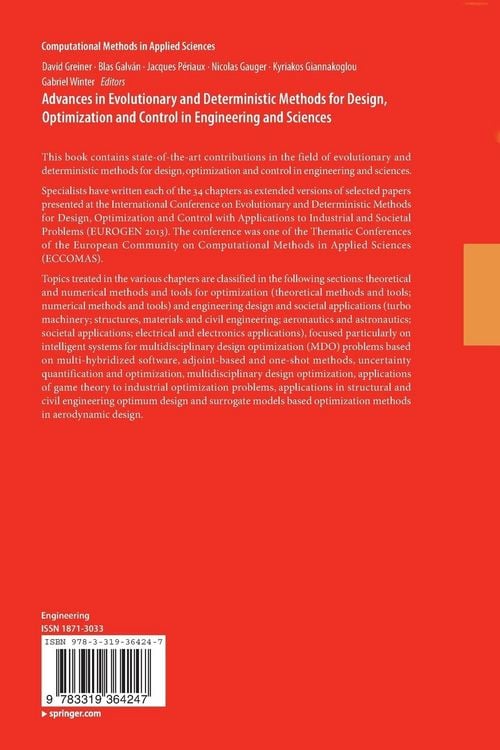 Produktbild: Advances in Evolutionary and Deterministic Methods for Design, Optimization and Control in Engineering and Sciences