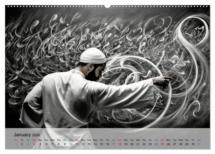 Produktbild: Arabic floating calligraphy as artwork (Wall Calendar 2026 DIN A2 landscape), CALVENDO 12 Month Wall Calendar