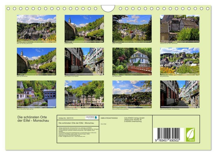 Produktbild: Die sch&ouml;nsten Orte der Eifel - Monschau (Wandkalender 2026 DIN A4 quer), CALVENDO Monatskalender