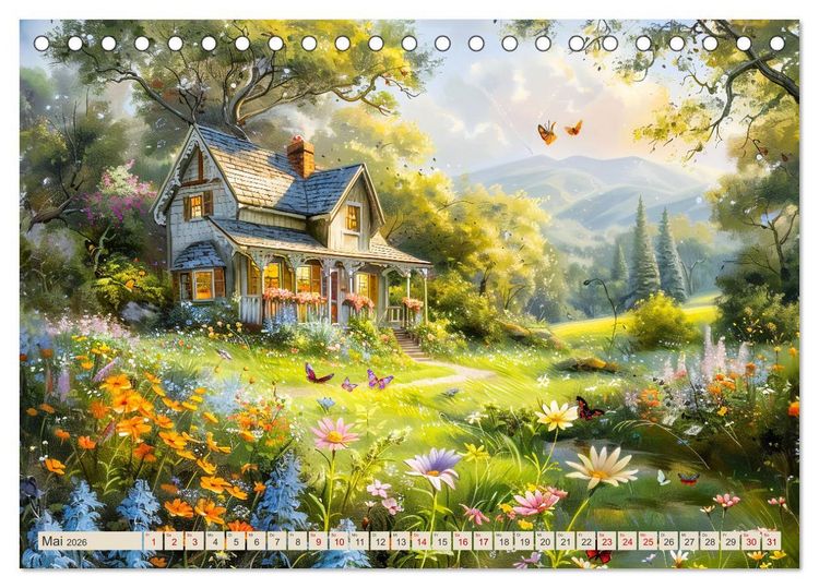 Produktbild: Kleine Cottages - Romantische Fantasieh&auml;uschen (Tischkalender 2026 DIN A5 quer), CALVENDO Monatskalender