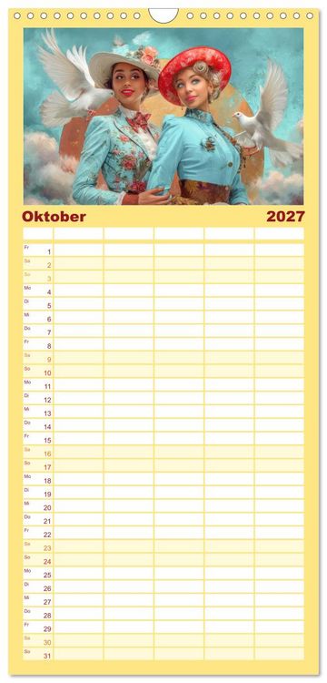 Produktbild: Familienplaner 2027 - Dandy und Retro Vintage - Portraits mit Humor mit 5 Spalten (Wandkalender, 21 x 45 cm) CALVENDO