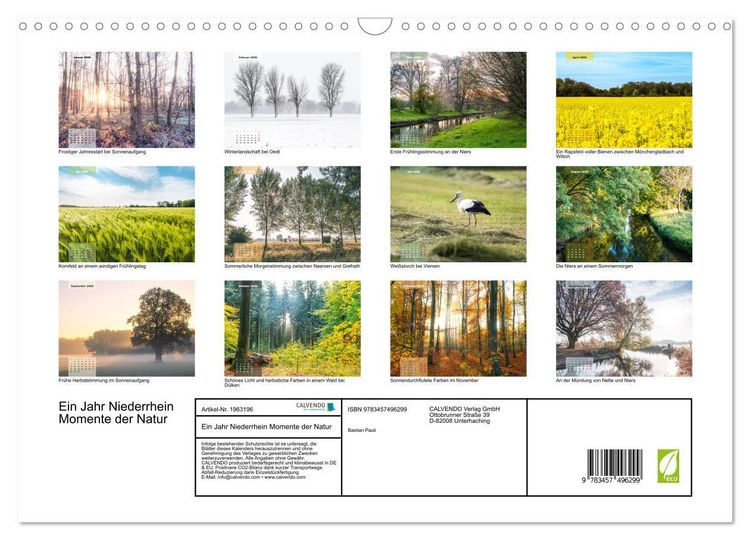 Produktbild: Ein Jahr Niederrhein Momente der Natur (Wandkalender 2026 DIN A3 quer), CALVENDO Monatskalender