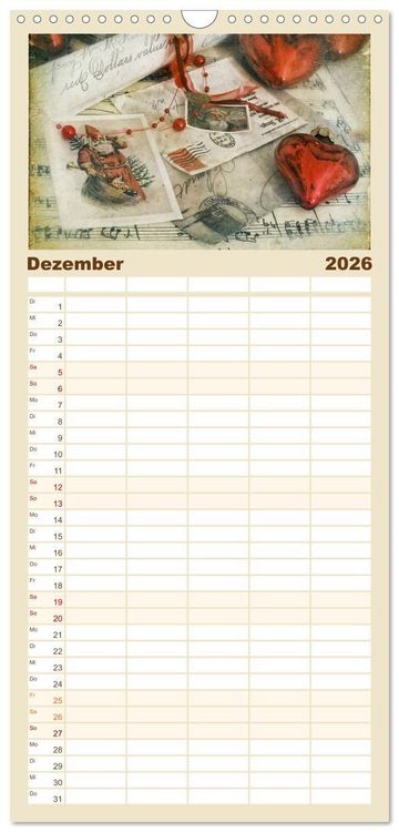 Produktbild: Familienplaner 2026 - Vintage Flowers mit 5 Spalten (Wandkalender, 21 x 45 cm) CALVENDO
