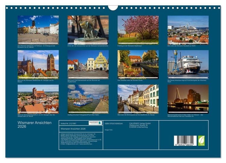 Produktbild: Wismarer Ansichten 2026 (Wandkalender 2026 DIN A3 quer), CALVENDO Monatskalender