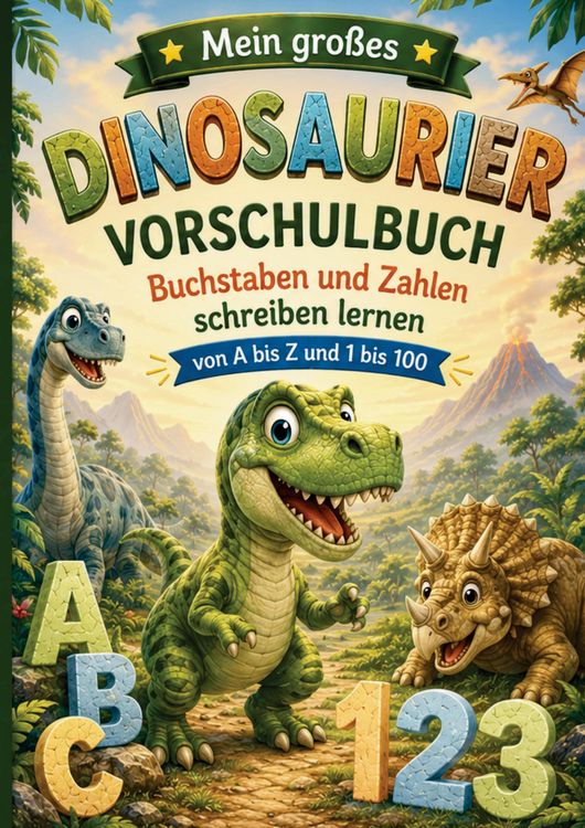 Produktbild: Mein gro&szlig;es Dinosaurier Vorschulbuch - Buchstaben und Zahlen schreiben lernen