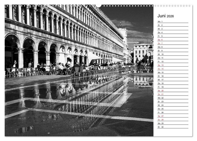 Produktbild: Venedig schwarz-wei&szlig; (Wandkalender 2026 DIN A2 quer), CALVENDO Monatskalender