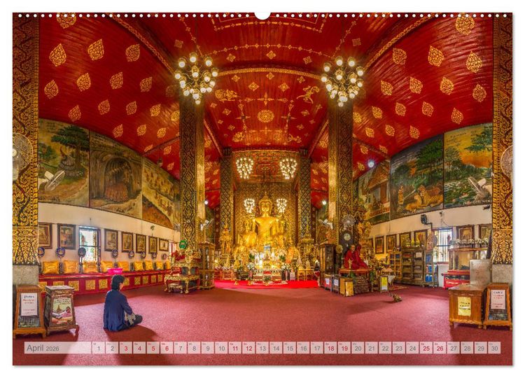Produktbild: BUDDHA - Buddhistische Tempel in Nordthailand (hochwertiger Premium Wandkalender 2026 DIN A2 quer), Kunstdruck in Hochglanz