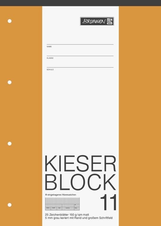 Produktbild: Brunnen KIESER-Block A4 Lineatur 11 kariert mit Rand