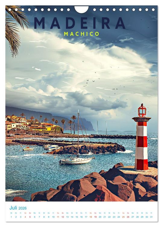 Produktbild: Madeira - Old School Poster Style (Wandkalender 2026 DIN A4 hoch), CALVENDO Monatskalender