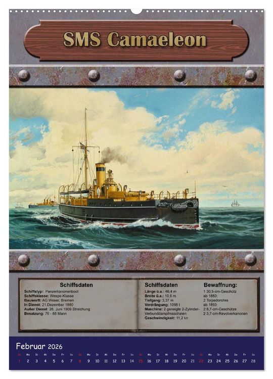 Produktbild: Die kaiserliche Marine 1871 - 1918 (Wandkalender 2026 DIN A2 hoch), CALVENDO Monatskalender