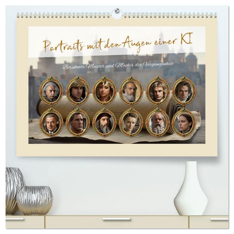 Produktbild: Portraits mit den Augen einer KI (hochwertiger Premium Wandkalender 2026 DIN A2 quer), Kunstdruck in Hochglanz