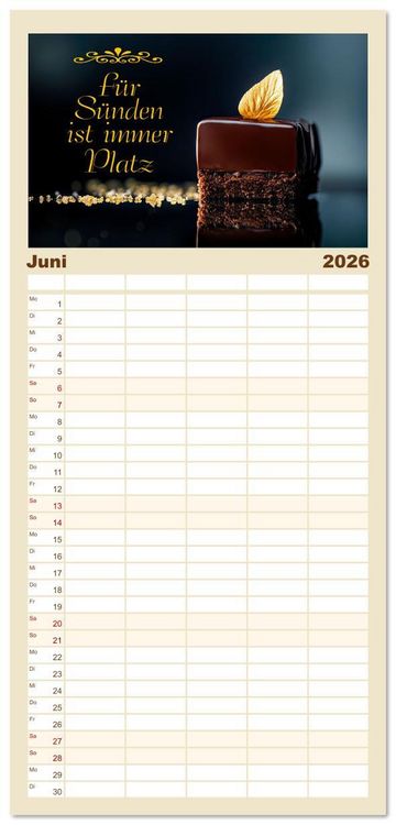 Produktbild: Familienplaner 2026 - Dessert - Liebe auf den ersten Biss mit 5 Spalten (Wandkalender, 21 x 45 cm) CALVENDO