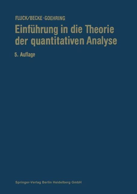 Produktbild: Einf&uuml;hrung in die Theorie der quantitativen Analyse
