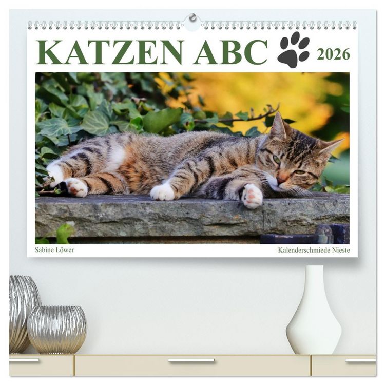 Produktbild: Katzen ABC (hochwertiger Premium Wandkalender 2026 DIN A2 quer), Kunstdruck in Hochglanz