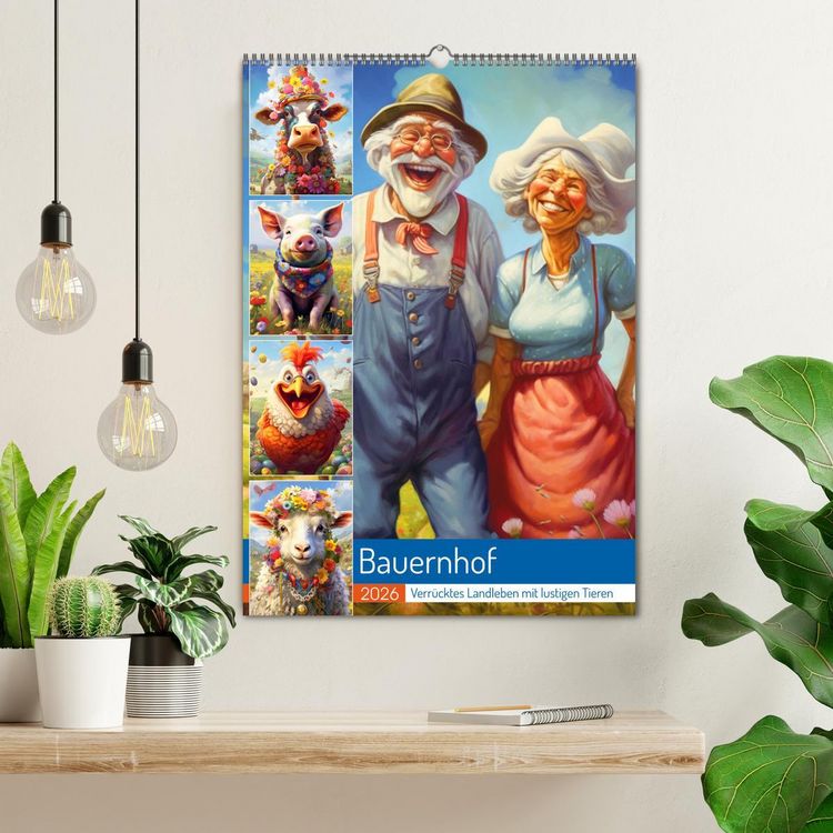 Produktbild: Bauernhof. Verr&uuml;cktes Landleben mit lustigen Tieren (Wandkalender 2026 DIN A2 hoch), CALVENDO Monatskalender