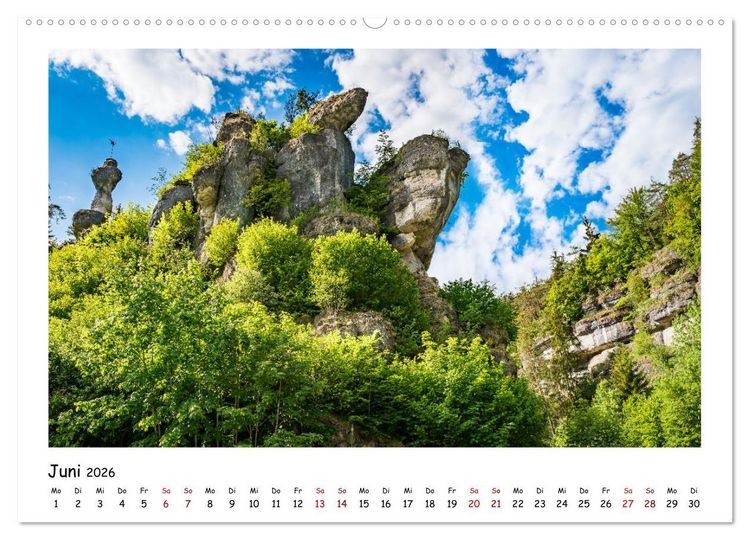 Produktbild: Fr&auml;nkische Schweiz - Sehensw&uuml;rdigkeiten der Berg- und H&uuml;gellandschaft (hochwertiger Premium Wandkalender 2026 DIN A2 quer), Kunstdruck in Hochglanz