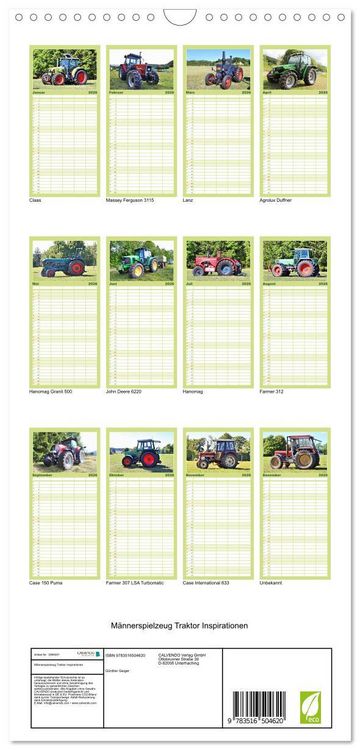 Produktbild: Familienplaner 2026 - M&auml;nnerspielzeug Traktor Inspirationen mit 5 Spalten (Wandkalender, 21 x 45 cm) CALVENDO