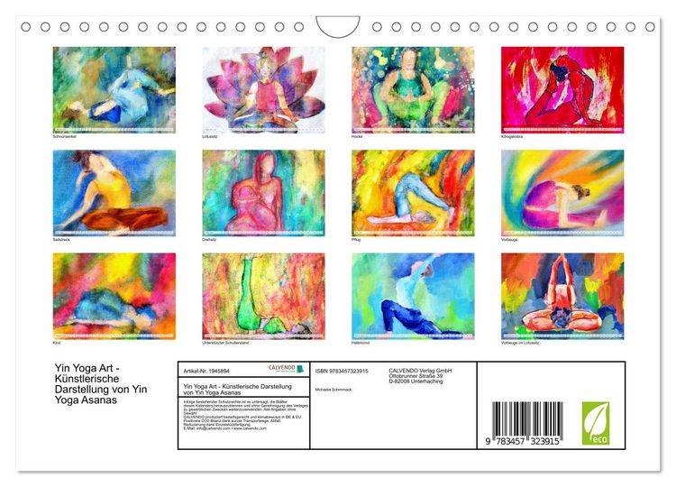 Produktbild: Yin Yoga Art - K&uuml;nstlerische Darstellung von Yin Yoga Asanas (Wandkalender 2026 DIN A4 quer), CALVENDO Monatskalender