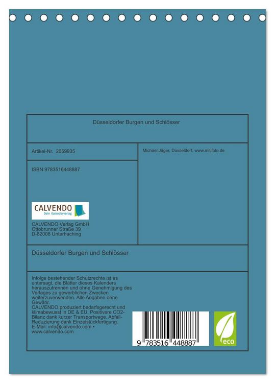 Produktbild: D&uuml;sseldorfer Burgen und Schl&ouml;sser (Tischkalender 2026 DIN A5 hoch), CALVENDO Monatskalender