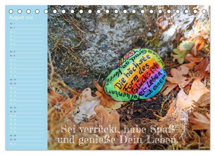 Produktbild: Achtsamkeitssteine - Inspirationen & Mutmacher-Spr&uuml;che f&uuml;r Dich (Tischkalender 2026 DIN A5 quer), CALVENDO Monatskalender