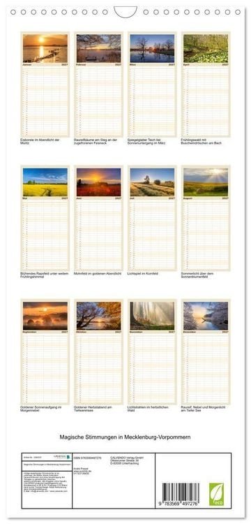Produktbild: Familienplaner 2027 - Magische Stimmungen in Mecklenburg-Vorpommern mit 5 Spalten (Wandkalender, 21 x 45 cm) CALVENDO