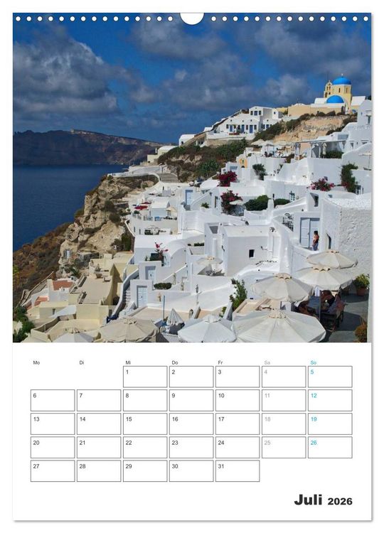 Produktbild: Santorin - Trauminsel Griechenlands (Wandkalender 2026 DIN A3 hoch), CALVENDO Monatskalender