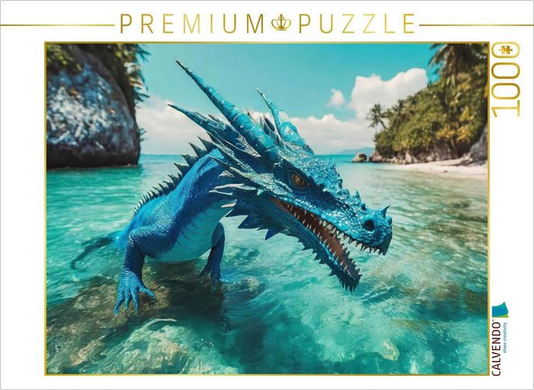 Produktbild: CALVENDO Puzzle Ein blauer Wasserdrachen durchstreift sein Inselreich | 1000 Teile Lege-Gr&ouml;&szlig;e 64x48cm Foto-Puzzle f&uuml;r gl&uuml;ckliche Stunden