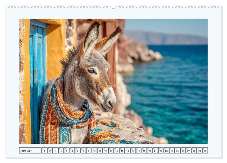 Produktbild: Sanfte Eselpoesie. Momente zwischen Bergwelt und Meer (hochwertiger Premium Wandkalender 2027 DIN A2 quer), Kunstdruck in Hochglanz
