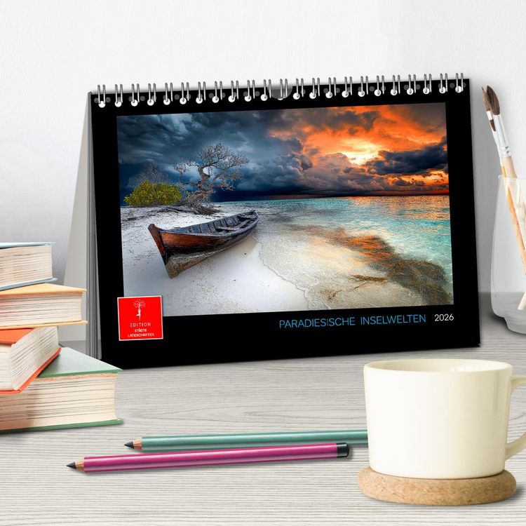 Produktbild: Paradiesische Inselwelten (Tischkalender 2026 DIN A5 quer), CALVENDO Monatskalender