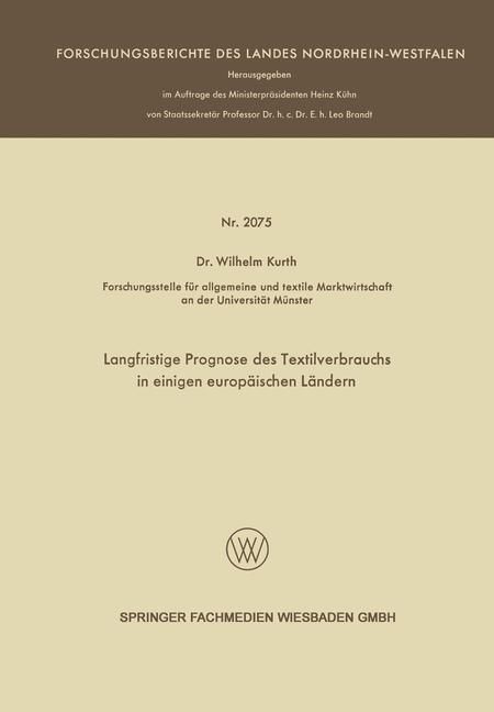 Produktbild: Langfristige Prognose des Textilverbrauchs in einigen europ&auml;ischen L&auml;ndern