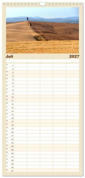 Produktbild: Familienplaner 2027 - Crete Senesi - Highlights einer einzigartigen Region mit 5 Spalten (Wandkalender, 21 x 45 cm) CALVENDO