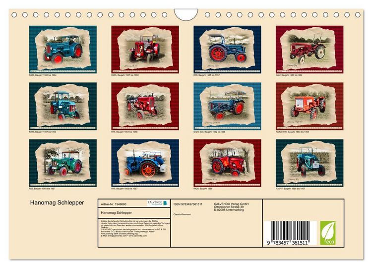 Produktbild: Hanomag Schlepper (Wandkalender 2026 DIN A4 quer), CALVENDO Monatskalender