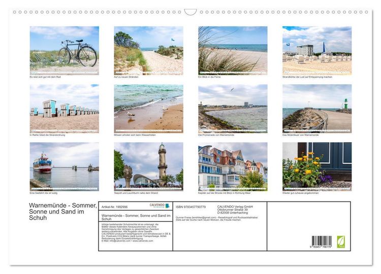 Produktbild: Warnem&uuml;nde - Sommer, Sonne und Sand im Schuh (Wandkalender 2026 DIN A2 quer), CALVENDO Monatskalender
