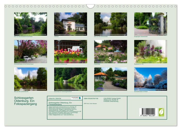 Produktbild: Schlossgarten Oldenburg. Ein Fotospaziergang (Wandkalender 2026 DIN A3 quer), CALVENDO Monatskalender