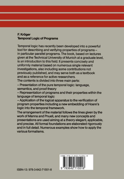 Produktbild: Temporal Logic of Programs